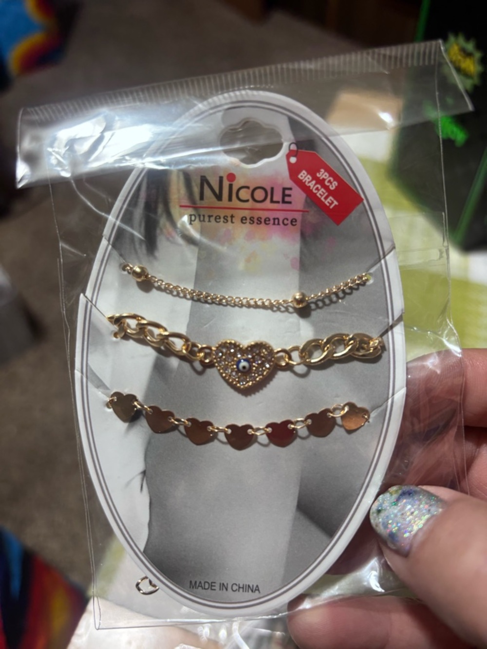 Nicole Gold-Tone Three-Piece Heart Bracelet Set
